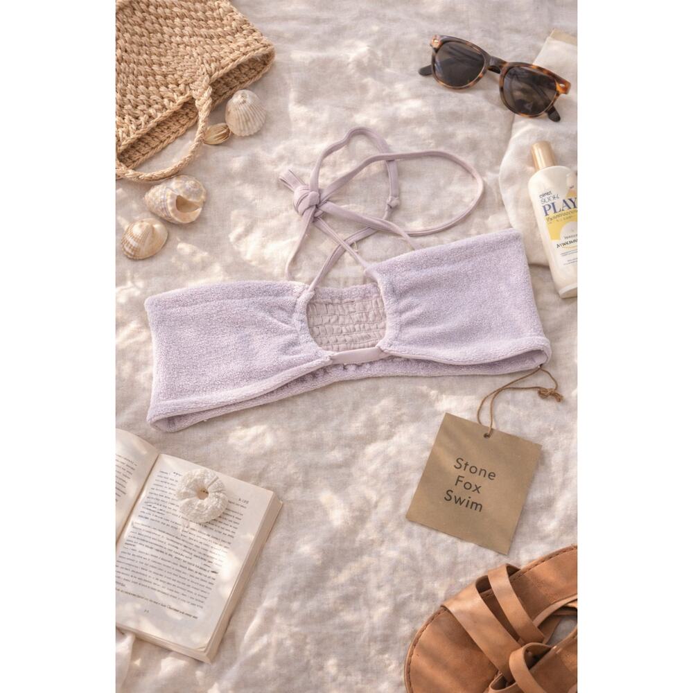 NWT Free People Stone Fox Swim Women's Meadow Bikini Top Orchid Petal Terry SZ S